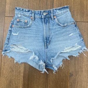 Zara Light Blue Distressed Jean Shorts Size 0